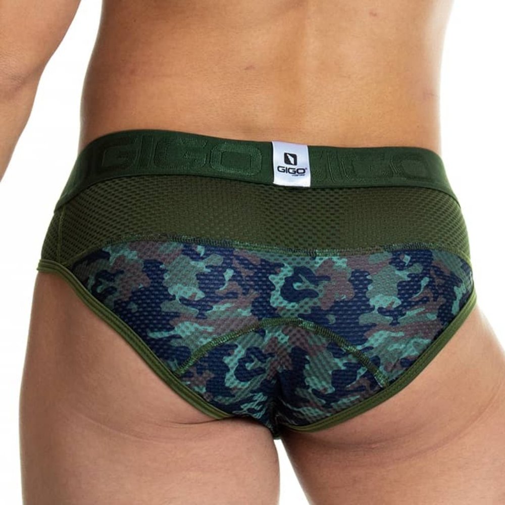 GIGO CAMO GREEN BRIEF UNDERWEAR - Picture 3 of 5